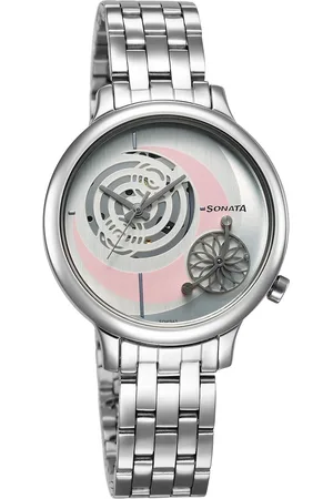 Sonata Unveil Quartz Analog Silver Dial Metal Strap Watch for Women
