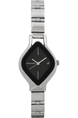 Fastrack Quartz Analog Black Dial Stainless Steel Strap Watch for Girls
