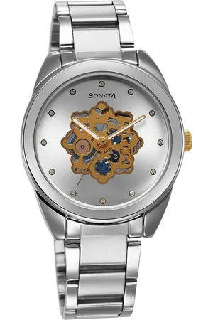 Sonata Unveil Quartz Multifunction Silver Dial Stainless Steel Strap Watch for Women