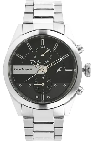 Fastrack All Nighters Quartz Multifunction Grey Dial Metal Strap Watch for Guys