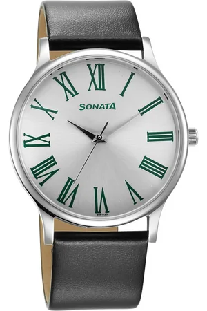 Sonata Aspire Quartz Analog Silver Dial Leather Strap Watch for Men