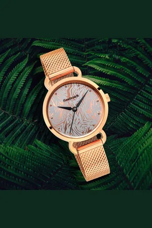 Fastrack Animal Print Quartz Analog Bicolour Dial Stainless Steel Strap Watch for Girls