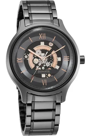 Sonata Unveil Quartz Analog Grey Dial Stainless Steel Strap Watch for Men