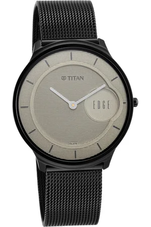 Titan Edge Slim Leather Strap Beige Dial Analog Watch for Men
