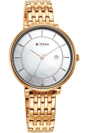 Titan Premium Workwear White Dial Analog with Date Stainless Steel Strap watch for Women