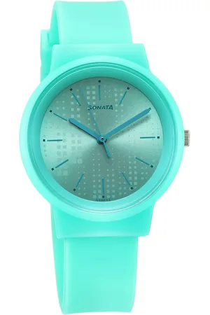 Sonata Splash Quartz Analog Green Dial Plastic Strap Watch for Women