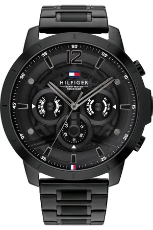 Tommy Hilfiger Multifunction Black Dial Stainless Steel Strap Watch for Men