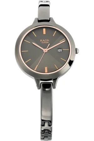 Titan Quartz Analog with Date Grey Dial Metal Strap Watch for Women