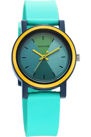 Sonata Splash Green Dial Women Watch With Plastic Strap