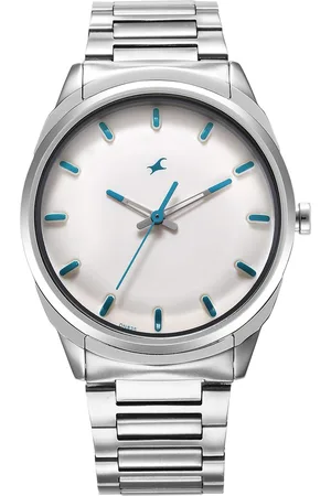 Fastrack Quartz Analog White Dial Silver Stainless Steel Strap Watch for Guys
