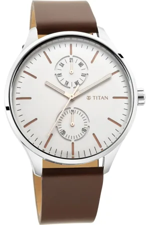 Titan Evoke White Dial Analog with Day and Date Stainless Steel Strap Watch for Men