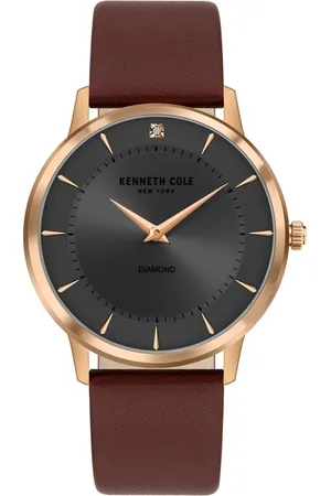 Kenneth Cole Quartz Analog Grey Dial Leather Strap Watch for Men