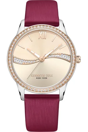 Kenneth Cole Quartz Analog Rose Gold Dial Leather Strap Watch for Women
