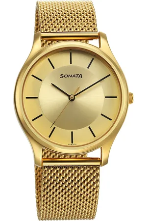 Sonata Quartz Analog Champagne Dial Watch for Men