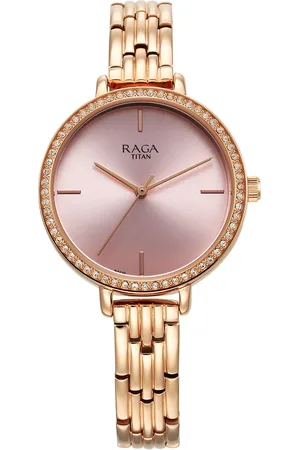 Titan Raga Showstopper Quartz Analog Pink Dial Metal Strap Watch for Women