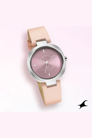 Fastrack Stunners Quartz Analog Pink Dial Leather Strap Watch for Girls