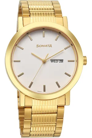 Sonata Utsav Quartz Analog with Day and Date White Dial Stainless Steel Strap Watch for Men