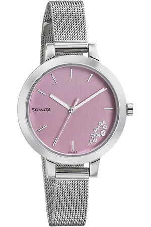 Sonata Silver Lining Pink Dial Women Watch With Stainless Steel Strap