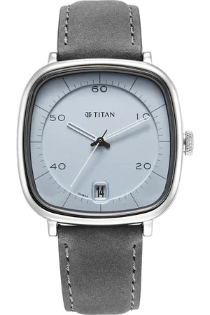 Titan Quartz Analog with Date Anthracite Dial Leather Strap Watch for Men