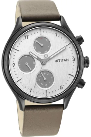 Titan Neo Silver Quartz Multifunction Leather Strap Watch for Men