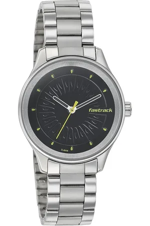 Fastrack Quartz Analog Black Dial Stainless Steel Strap Watch for Girls