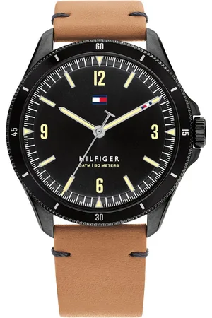 Tommy Hilfiger Quartz Analog Black Dial Leather Strap Watch for Men