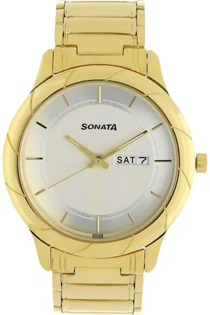 Sonata Quartz Analog White Dial Stainless Steel Strap Watch for Men