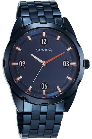 Sonata Blues Quartz Analog Blue Dial Metal Strap Watch for Men