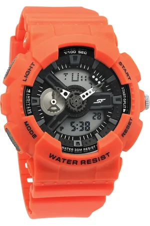 SF Dreamer Series Quartz Digital Analog Digital Black Dial Orange Plastic Strap Watch For Men