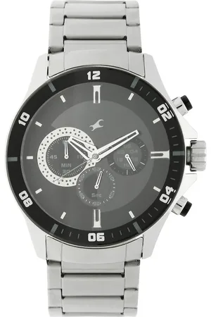 Fastrack Big Time Quartz Chronograph Black Dial Stainless Steel Strap Watch for Guys