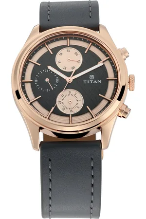Titan Workwear Grey Dial Quartz Multifunction Leather Strap watch for Men