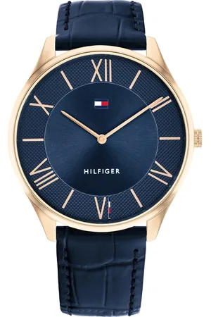 Tommy Hilfiger Blue Dial Blue Leather Strap Watch for Men