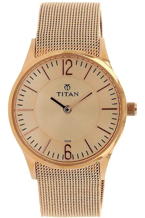 Titan Quartz Analog Rose Gold Dial Stainless Steel Strap Watch for Women