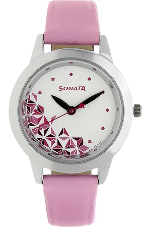 Sonata Quartz Analog White Dial Leather Strap Watch for Women