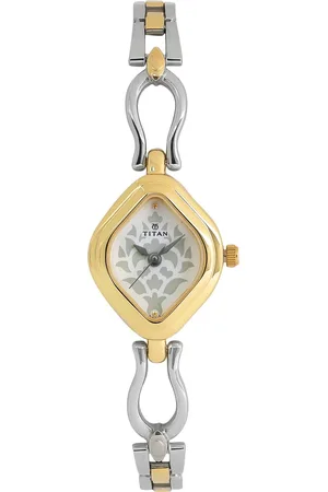 Titan Quartz Analog White Dial Stainless Steel Strap Watch for Women