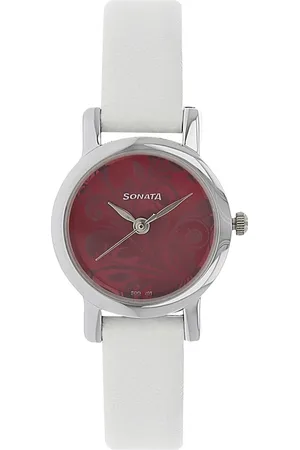 Sonata Quartz Analog Pink Dial Leather Strap Watch for Women