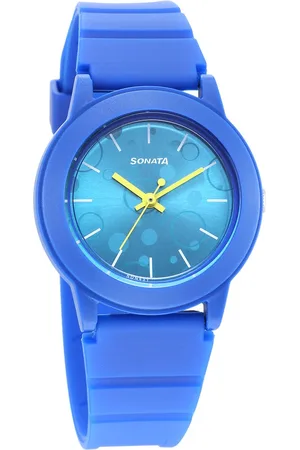 Sonata Dot to Dot Blue Dial Plastic Strap Watch for Women