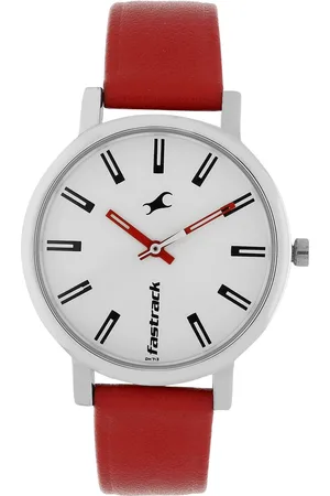 Fastrack Quartz Analog White Dial Leather Strap Watch for Girls