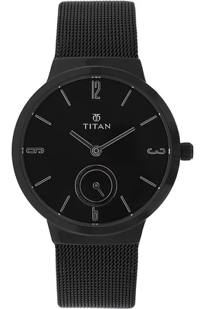 Titan Quartz Analog Black Dial Stainless Steel Strap Watch for Women