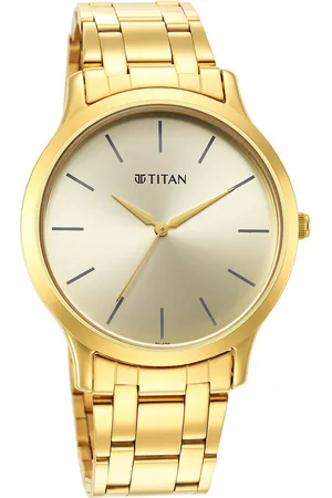 Titan Karishma Quartz Analog Champagne Dial Golden Stainless Steel Strap Watch For Men