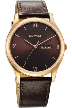 Sonata Quartz Analog with Day and Date Brown Dial Watch for Men