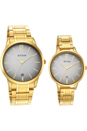 Titan Bandhan Grey Dial Analog Stainless Steel Strap Watch for Couple