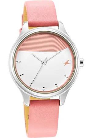 Fastrack Stunners Quartz Analog Pink Dial Leather Strap Watch for Girls