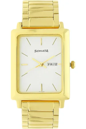 Sonata Quartz Analog with Day and Date White Dial Stainless Steel Strap Watch for Men