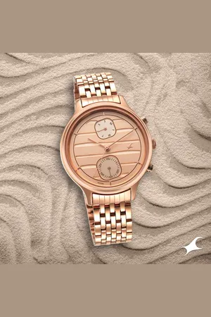 Fastrack Style Up Rose Gold Dial Stainless Steel Strap Watch for Girls