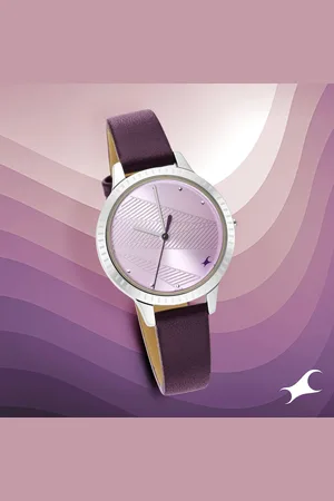 Fastrack Stunners Quartz Analog Purple Dial Leather Strap Watch for Girls