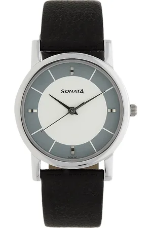 Sonata Quartz Analog White Dial Leather Strap Watch for Men
