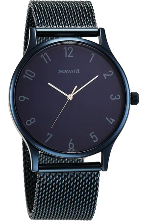 Sonata Blues Quartz Analog Blue Dial Metal Strap Watch for Men