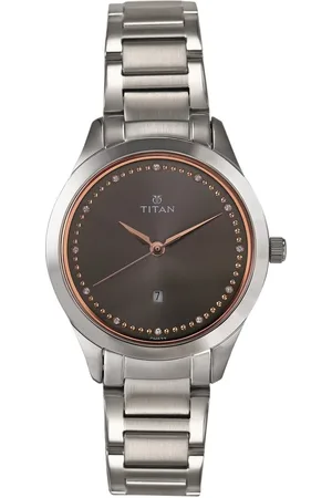 Titan Sparkle Anthracite Dial Analog with Date Stainless Steel Strap Watch for Women