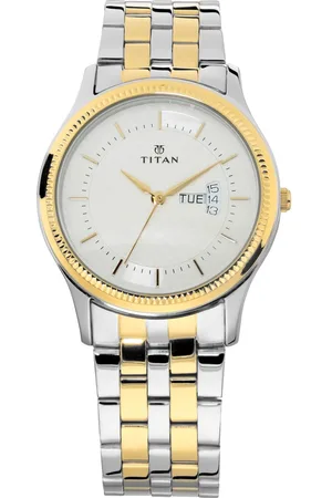Titan Quartz Analog with Day and Date Silver Dial Stainless Steel Strap Watch for Men